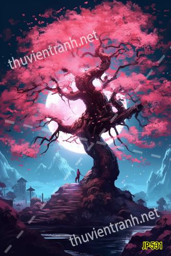 Tranh dán tường hoa anh đào-JP-531 - Tranh tường chất lượng cao